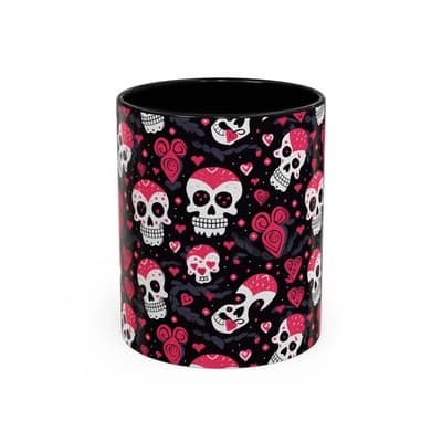 Cute Pink Skull Coffee Mug 11oz 15oz | Gothic Halloween Gift | Fun Goth Cup - Thumbnail 2