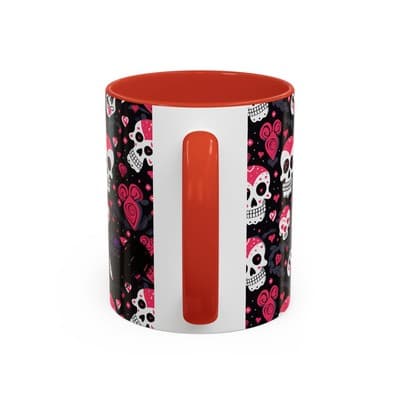 Cute Pink Skull Coffee Mug 11oz 15oz | Gothic Halloween Gift | Fun Goth Cup - Thumbnail 4