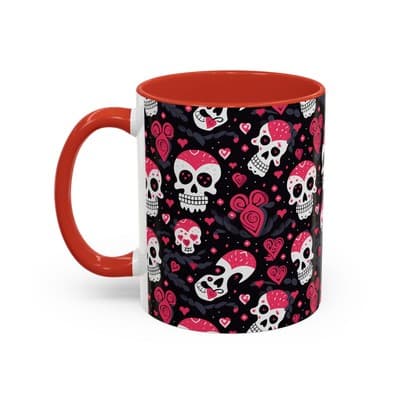 Cute Pink Skull Coffee Mug 11oz 15oz | Gothic Halloween Gift | Fun Goth Cup - Thumbnail 3