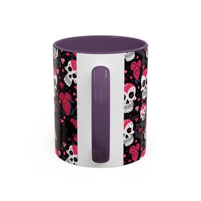 Cute Pink Skull Coffee Mug 11oz 15oz | Gothic Halloween Gift | Fun Goth Cup - Thumbnail 4