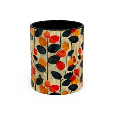 Autumn Leaf Coffee Mug 11oz 15oz Cozy Fall Gift for Nature Lovers Rustic Art Cup - Thumbnail 2