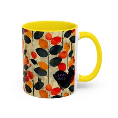 Autumn Leaf Coffee Mug 11oz 15oz Cozy Fall Gift for Nature Lovers Rustic Art Cup - Thumbnail 2