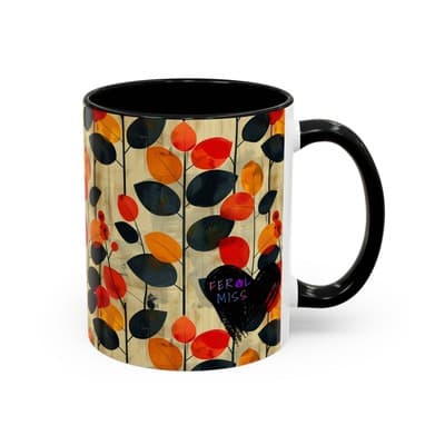 Autumn Leaf Coffee Mug 11oz 15oz Cozy Fall Gift for Nature Lovers Rustic Art Cup - Thumbnail 3