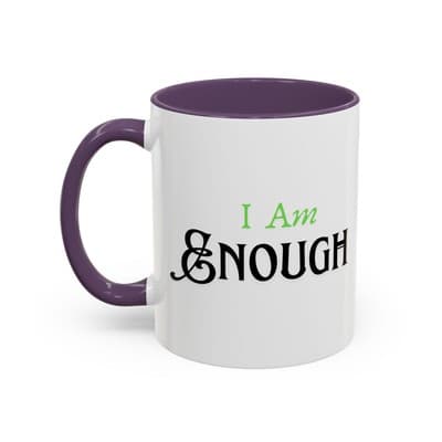 I Am Enough Green Affirmation Mug 11oz 15oz | Motivational Gift for Women - Thumbnail 3