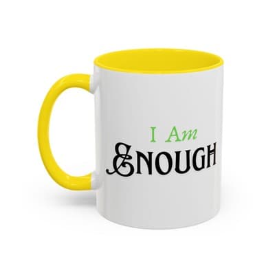 I Am Enough Green Affirmation Mug 11oz 15oz | Motivational Gift for Women - Thumbnail 3