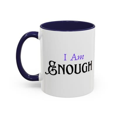 I Am Enough Purple Affirmation Mug 11oz 15oz | Self Love Coffee Cup for Women - Thumbnail 3