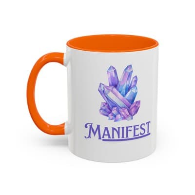 Manifest Crystal Coffee Mug 11oz 15oz | Spiritual Gift for Women Intentions Cup