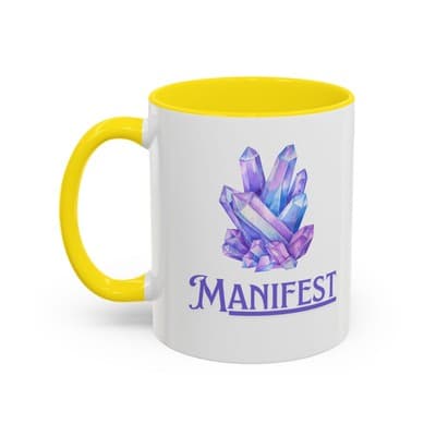 Manifest Crystal Coffee Mug 11oz 15oz | Spiritual Gift for Women Intentions Cup - Thumbnail 3