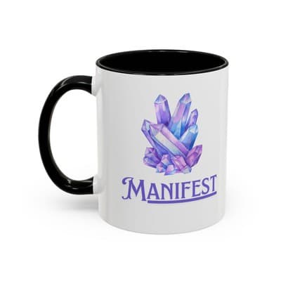 Manifest Crystal Coffee Mug 11oz 15oz | Spiritual Gift for Women Intentions Cup - Thumbnail 3
