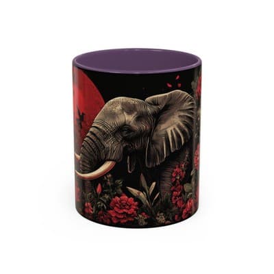 Elephant and Floral Ceramic Coffee Mug 11oz 15oz | Unique Nature Gift for Her