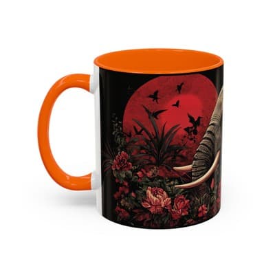 Elephant and Floral Ceramic Coffee Mug 11oz 15oz | Unique Nature Gift for Her - Thumbnail 3