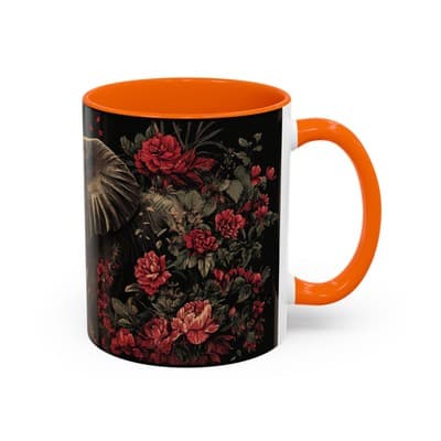 Elephant and Floral Ceramic Coffee Mug 11oz 15oz | Unique Nature Gift for Her - Thumbnail 2