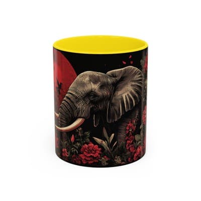 Elephant and Floral Ceramic Coffee Mug 11oz 15oz | Unique Nature Gift for Her