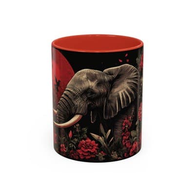 Elephant and Floral Ceramic Coffee Mug 11oz 15oz | Unique Nature Gift for Her