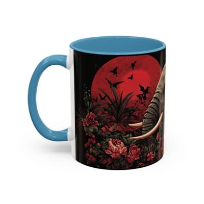 Elephant and Floral Ceramic Coffee Mug 11oz 15oz | Unique Nature Gift for Her - Thumbnail 3