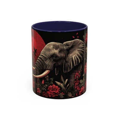 Elephant and Floral Ceramic Coffee Mug 11oz 15oz | Unique Nature Gift for Her