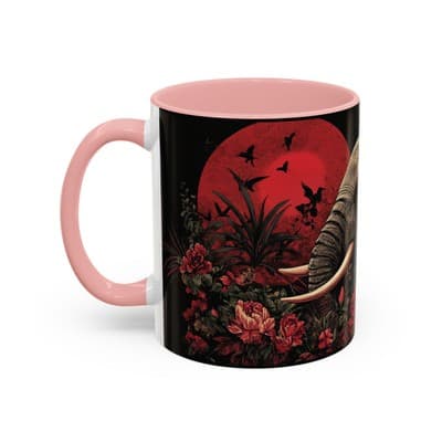 Elephant and Floral Ceramic Coffee Mug 11oz 15oz | Unique Nature Gift for Her - Thumbnail 3