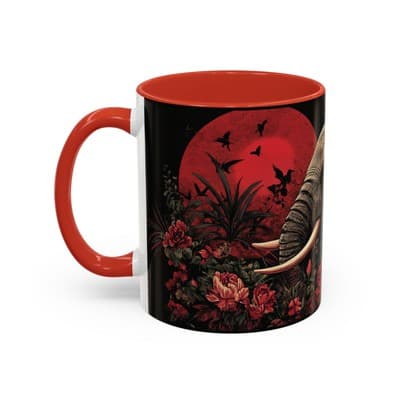 Elephant and Floral Ceramic Coffee Mug 11oz 15oz | Unique Nature Gift for Her - Thumbnail 3