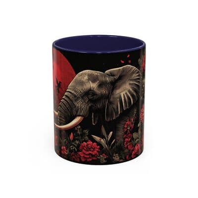 Elephant Floral Accent Mug, Unique Animal Lovers Gift, Home Decor, Coffee Cup,