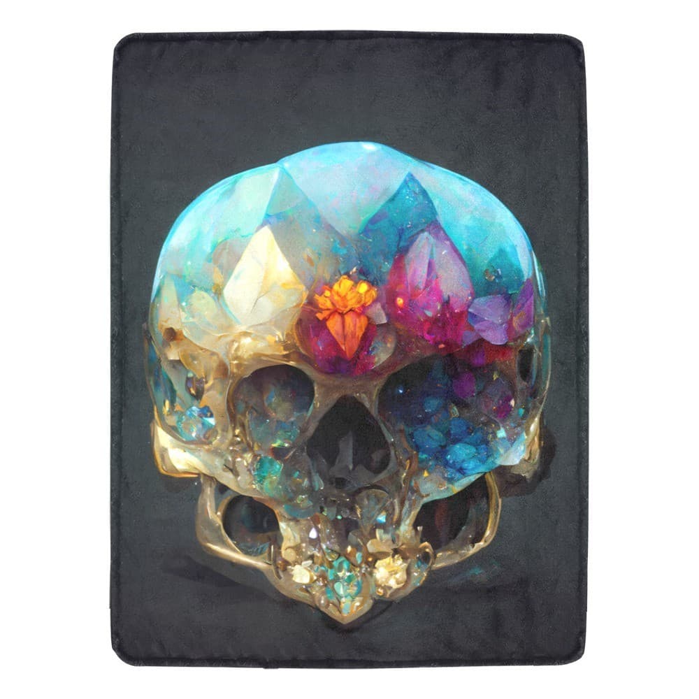 Crystal Skull Fleece Blanket 60x80 – Gothic Cozy Throw, Unique Gift for Him Her