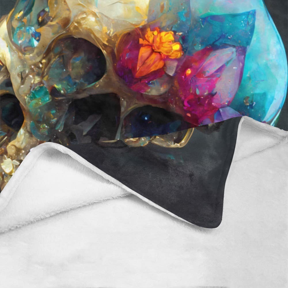 Crystal Skull Fleece Blanket 60x80 – Gothic Cozy Throw, Unique Gift for Him Her - Thumbnail 4