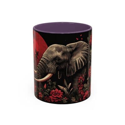 Elephant Floral Accent Mug, Unique Animal Lovers Gift, Home Decor, Coffee Cup,