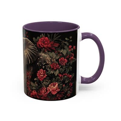 Elephant Floral Accent Mug, Unique Animal Lovers Gift, Home Decor, Coffee Cup, - Thumbnail 2