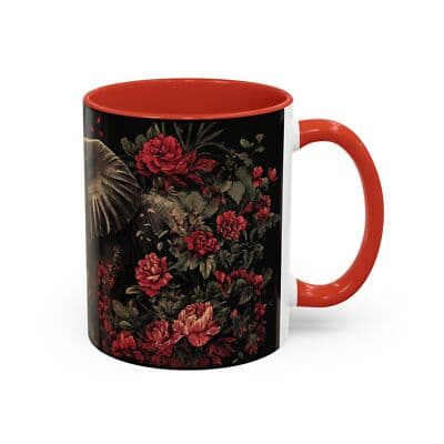 Elephant Floral Accent Mug, Unique Animal Lovers Gift, Home Decor, Coffee Cup, - Thumbnail 2