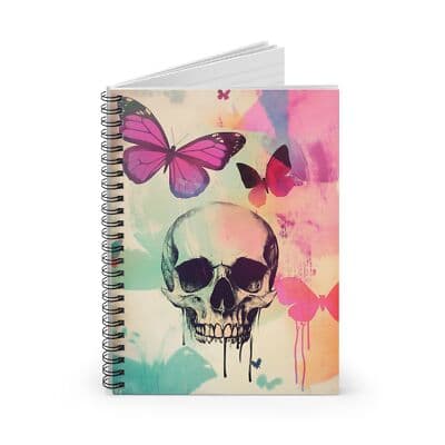 Floral Skull & Butterfly Spiral Notebook 6x8 Ruled Journal for Artists Dreamers - Thumbnail 2