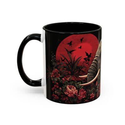 Elephant Floral Accent Mug, Unique Animal Lovers Gift, Home Decor, Coffee Cup, - Thumbnail 3