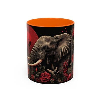 Elephant Floral Accent Mug, Unique Animal Lovers Gift, Home Decor, Coffee Cup,