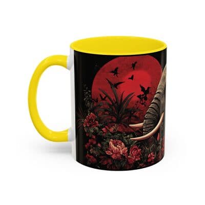 Elephant Floral Accent Mug, Unique Animal Lovers Gift, Home Decor, Coffee Cup, - Thumbnail 3