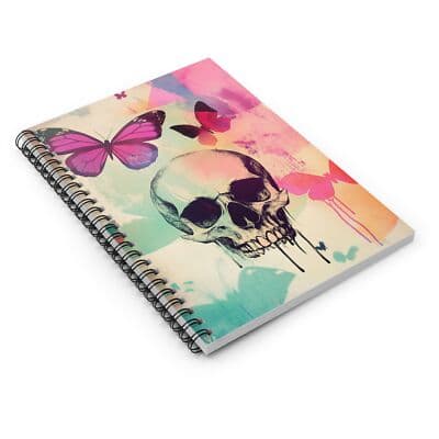 Floral Skull & Butterfly Spiral Notebook 6x8 Ruled Journal for Artists Dreamers - Thumbnail 3