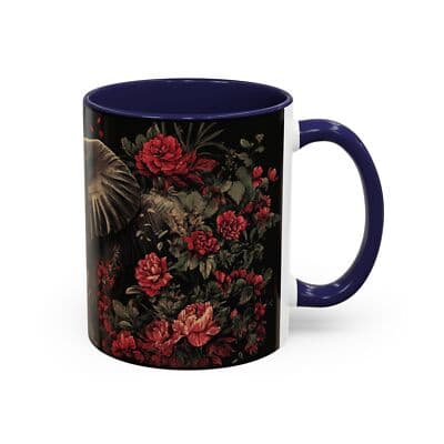 Elephant Floral Accent Mug, Unique Animal Lovers Gift, Home Decor, Coffee Cup, - Thumbnail 2