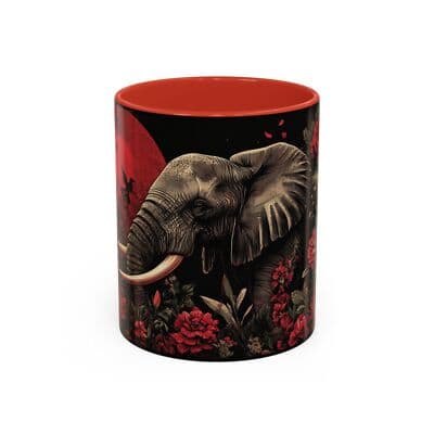 Elephant Floral Accent Mug, Unique Animal Lovers Gift, Home Decor, Coffee Cup,