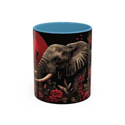 Elephant Floral Accent Mug, Unique Animal Lovers Gift, Home Decor, Coffee Cup,