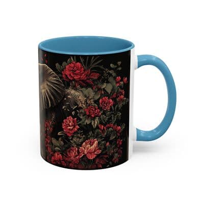 Elephant Floral Accent Mug, Unique Animal Lovers Gift, Home Decor, Coffee Cup, - Thumbnail 2