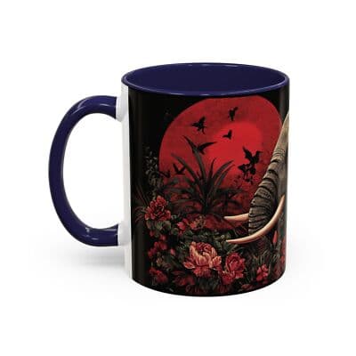 Elephant Floral Accent Mug, Unique Animal Lovers Gift, Home Decor, Coffee Cup, - Thumbnail 3