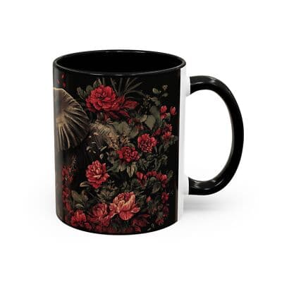Elephant Floral Accent Mug, Unique Animal Lovers Gift, Home Decor, Coffee Cup, - Thumbnail 2