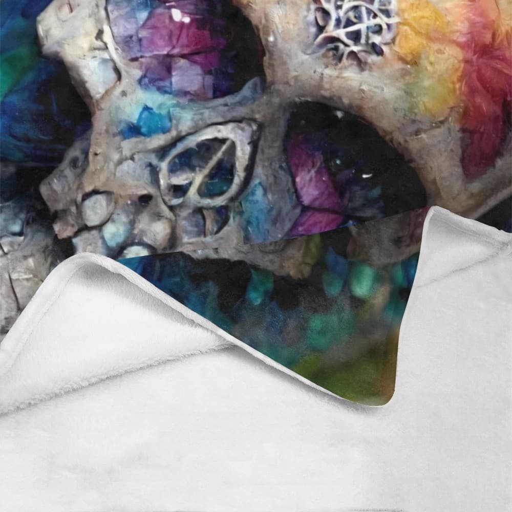 Crystal Skull Fleece Blanket 60x80 – Gothic Colorful Throw, Halloween Gift Idea - Thumbnail 2