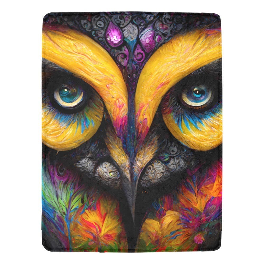 Vibrant Owl Eyes Fleece Blanket 60x80 – Ultra-Soft Cozy Throw, Gift for Owl Love
