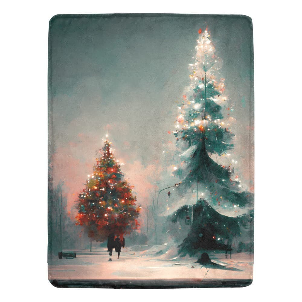 Christmas Tree Couple Fleece Blanket 60x80 – Romantic Winter Holiday Throw