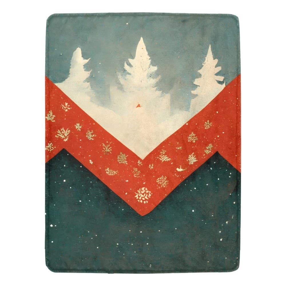 Geometric Winter Forest Fleece Blanket 60x80 – Modern Holiday Cozy Throw
