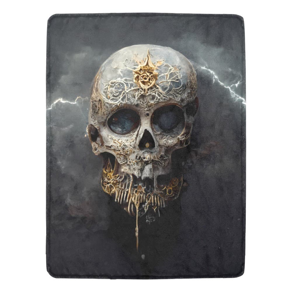 Lacework Skull Fleece Blanket 60x80 – Gothic Lightning Throw, Halloween Gift