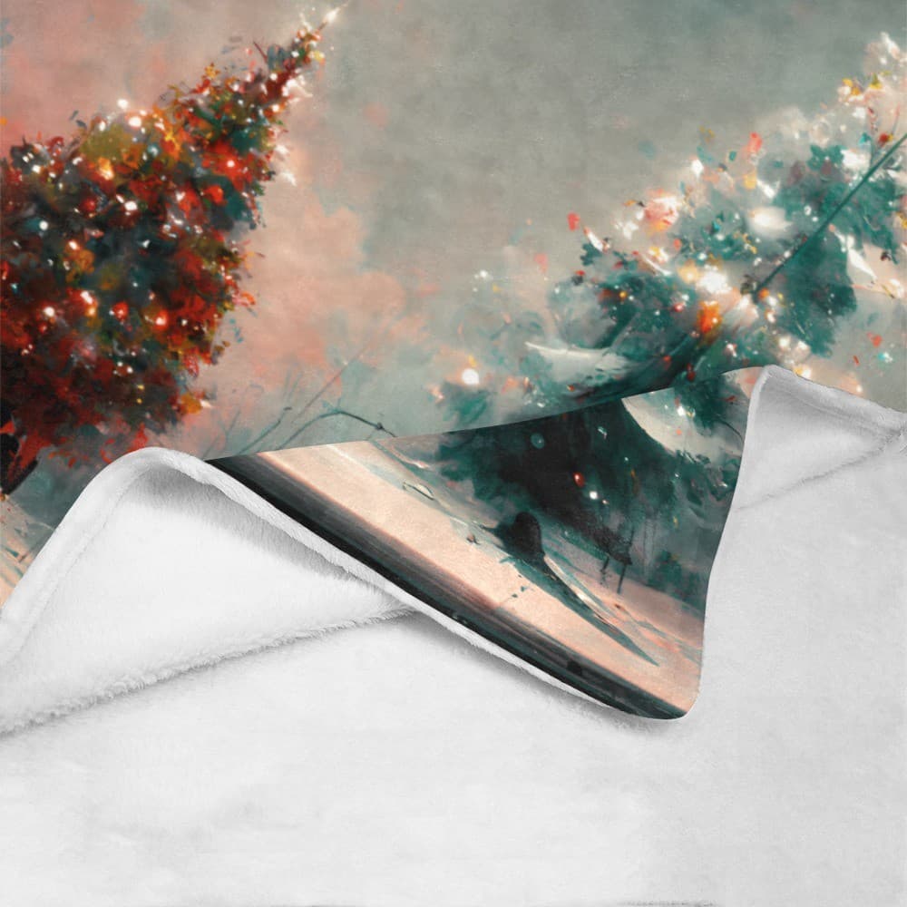 Christmas Tree Couple Fleece Blanket 60x80 – Romantic Winter Holiday Throw - Thumbnail 2