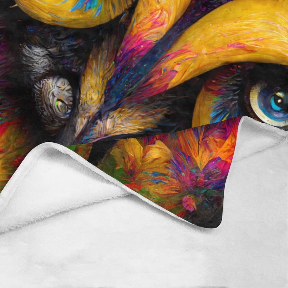 Vibrant Owl Eyes Fleece Blanket 60x80 – Ultra-Soft Cozy Throw, Gift for Owl Love - Thumbnail 3
