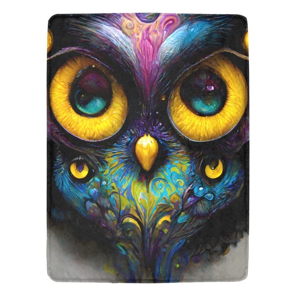 Colorful Owl Fleece Blanket 60x80 – Ultra-Soft Cozy Throw, Gift for Animal Lover