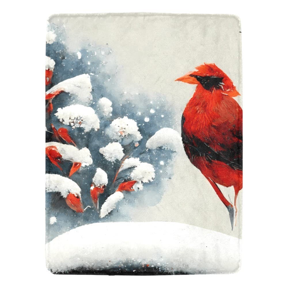 Cardinal Fleece Blanket 60x80 – Ultra-Soft Red Bird Throw, Cozy Winter Gift