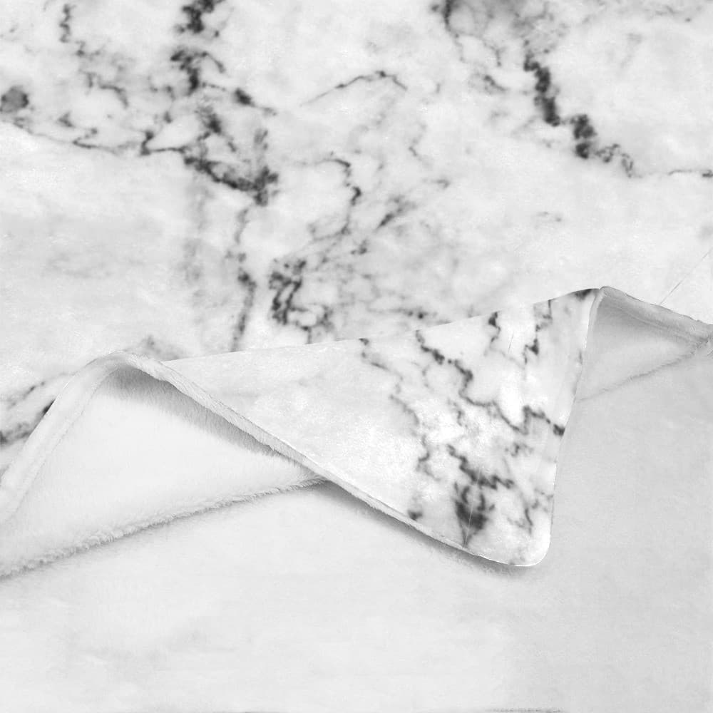 Luxury White Marble Fleece Blanket 60x80 – Modern Minimalist Cozy Throw - Thumbnail 2