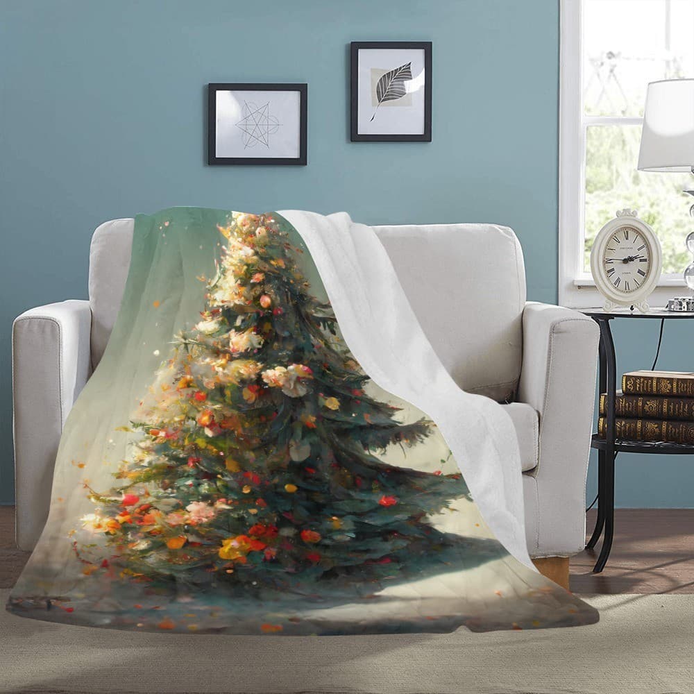 Christmas Tree Fleece Blanket 60x80 – Ultra-Soft Holiday Throw, Cozy Gift - Thumbnail 2